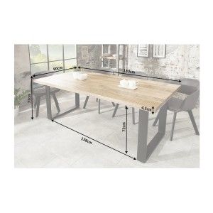 Dimensions de la table LODEN rectangulaire 180cm et pieds en U
