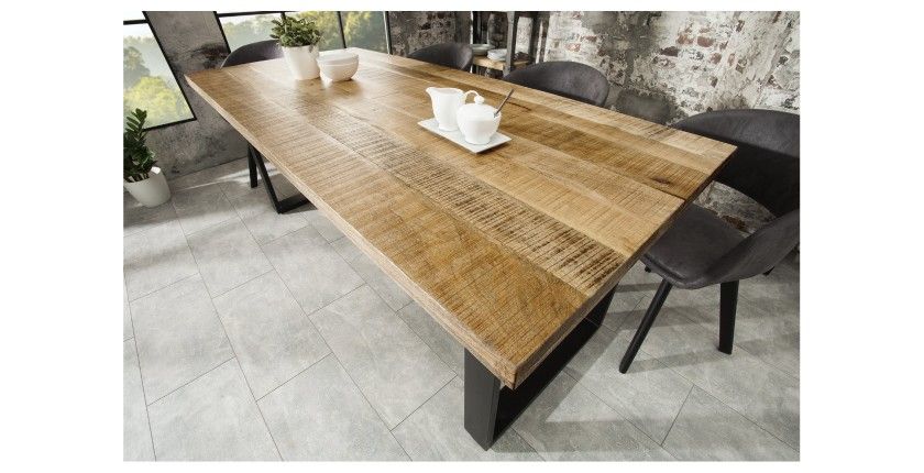 Table LODEN rectangulaire 160cm pieds en U vue de haut et de côté
