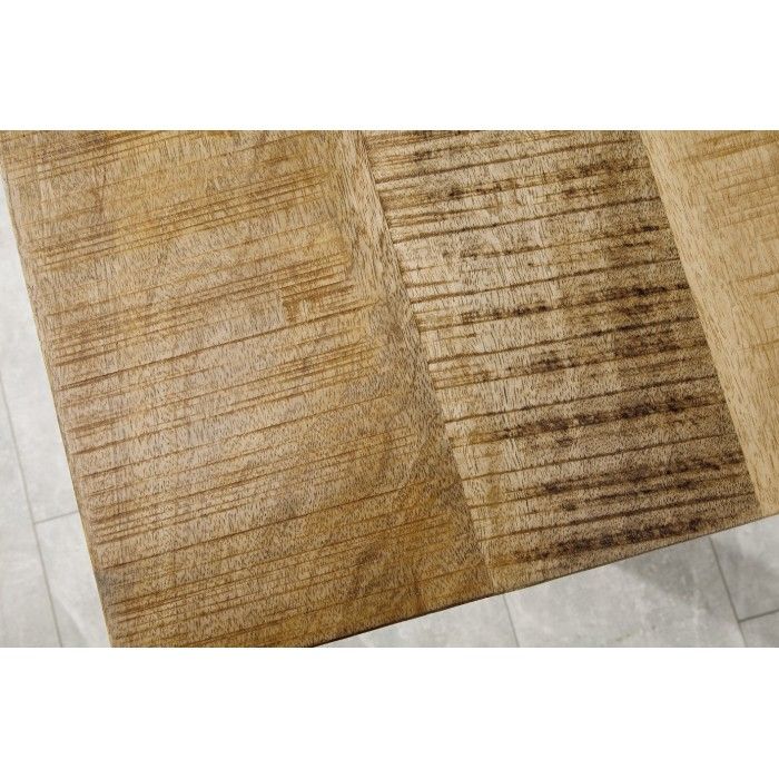 Eettafel LODEN 160 cm - Blad van massief mangohout en zwarte metalen poten