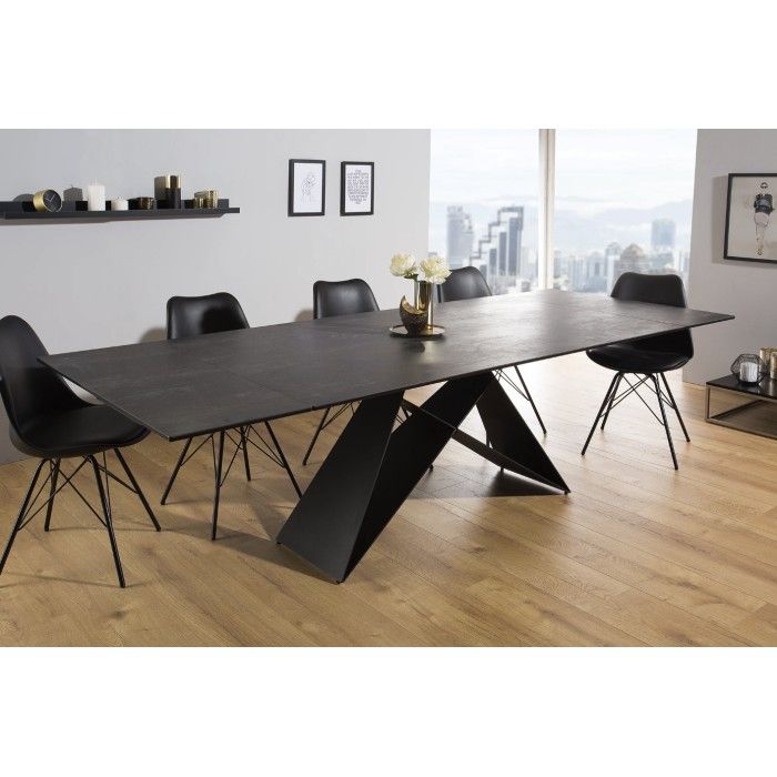 Table ATARA rectangulaire 180cm extensible jusqu'à 260cm gris foncé mise en situation