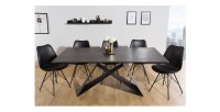 Table ATARA rectangulaire 180cm extensible jusqu'à 260cm gris foncé vue de face sans extension