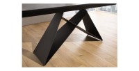 Table de salle à manger ATARA 180–260 cm – Plateau en céramique gris taupe et structure en métal noir