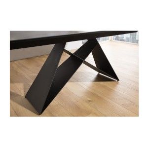 Zoom sur les détails des pieds de la table ATARA rectangulaire 180cm extensible jusqu'à 260cm gris foncé