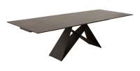Table de salle à manger ATARA 180–260 cm – Plateau en céramique gris taupe et structure en métal noir
