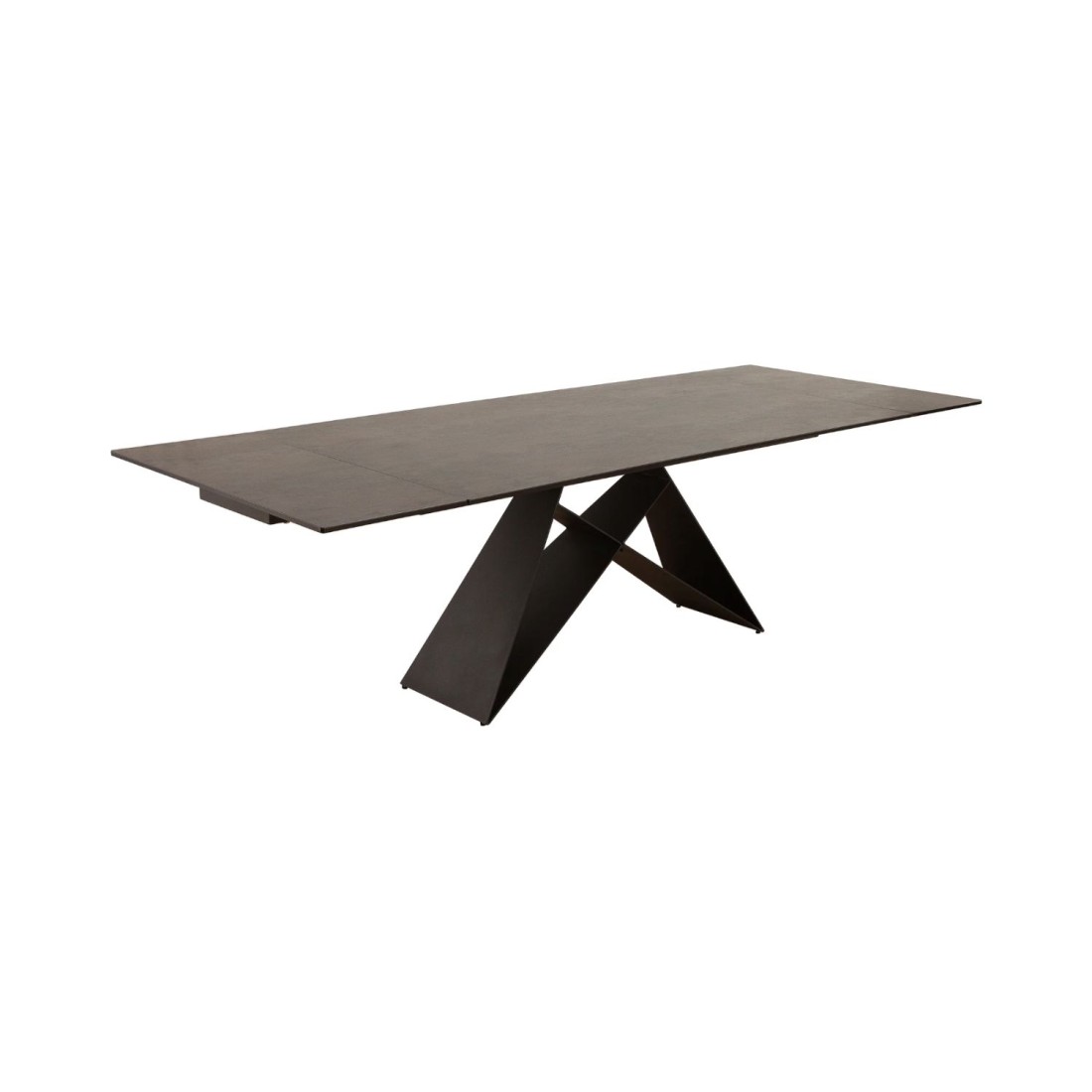 Table de salle à manger ATARA 180–260 cm – Plateau en céramique gris taupe et structure en métal noir
