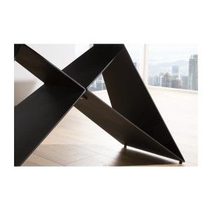 Table de salle à manger ATARA 180–260 cm – Plateau en céramique gris taupe et structure en métal noir