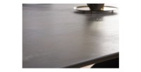 Table de salle à manger ATARA 180–260 cm – Plateau en céramique gris taupe et structure en métal noir