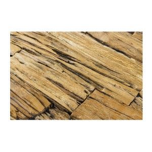 Zoom sur le plateau en bois de teck de la table RAFTA 220cm avec plateau en teck et sur-plateau en verre