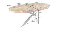Dimensions de la table RAFTA 220cm avec plateau en teck et sur-plateau en verre