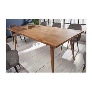 Table de salle à manger SCANI 200 cm – Plateau en bois massif d’acacia verni et structure assortie