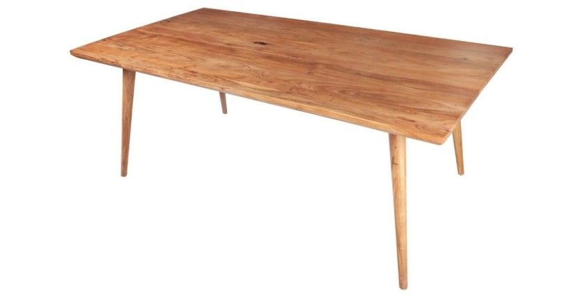 Table de salle à manger SCANI 200 cm – Plateau en bois massif d’acacia verni et structure assortie
