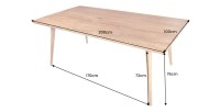 Table de salle à manger SCANI 200 cm – Plateau en bois massif d’acacia verni et structure assortie