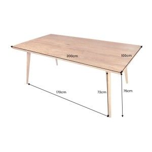 Table de salle à manger SCANI 200 cm – Plateau en bois massif d’acacia verni et structure assortie