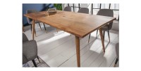 Table de salle à manger SCANI 160 cm – Plateau en bois massif d’acacia verni et structure assortie
