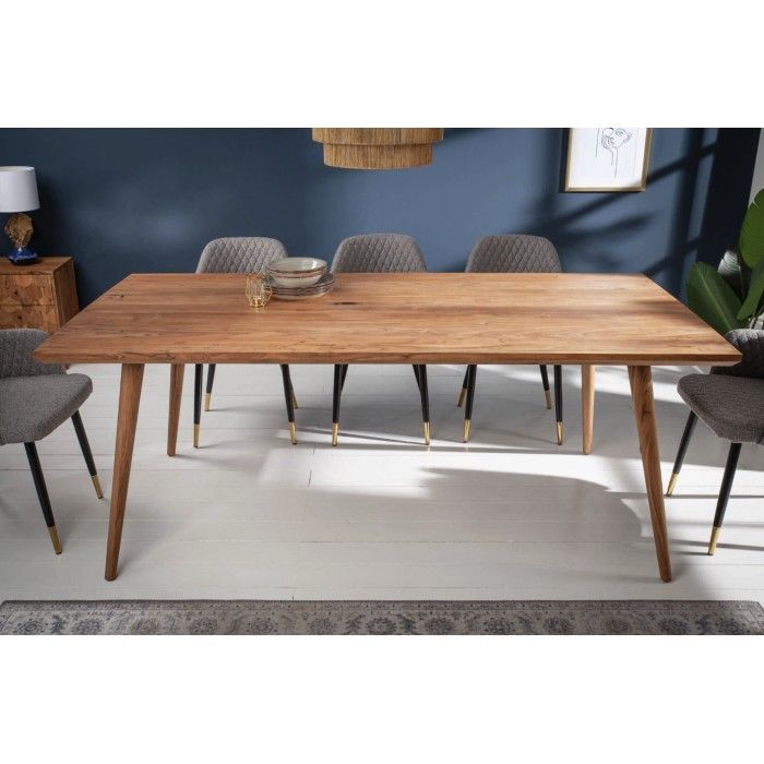 Tavolo da pranzo SCANI 160 cm – Piano in legno massiccio di acacia verniciato e struttura coordinata