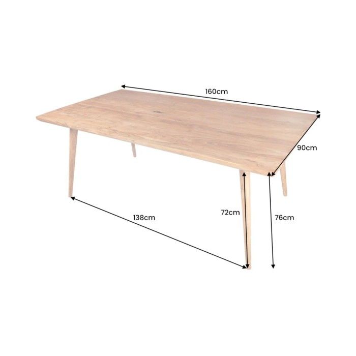 Dimensions de la table SCANI rectangulaire 160cm
