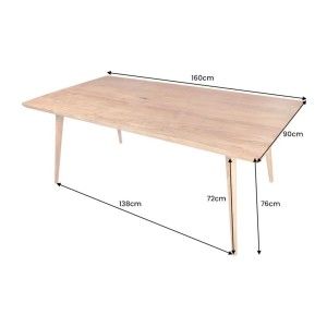 Table de salle à manger SCANI 160 cm – Plateau en bois massif d’acacia verni et structure assortie