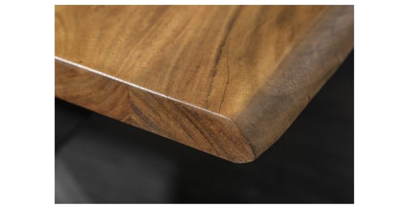 Table ARKAYA 180 cm – Plateau en bois massif d’acacia et pieds en métal noir en X