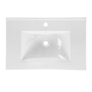 Vasque à encastrer 80 cm en céramique blanche brillante – Vasque rectangulaire design