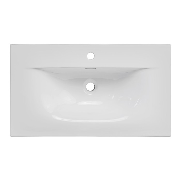 Vasque à encastrer rectangulaire en céramique blanche brillante 80cm