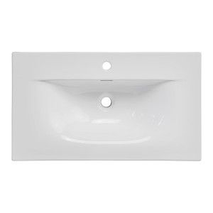 Vasque à encastrer rectangulaire en céramique blanche brillante 80cm