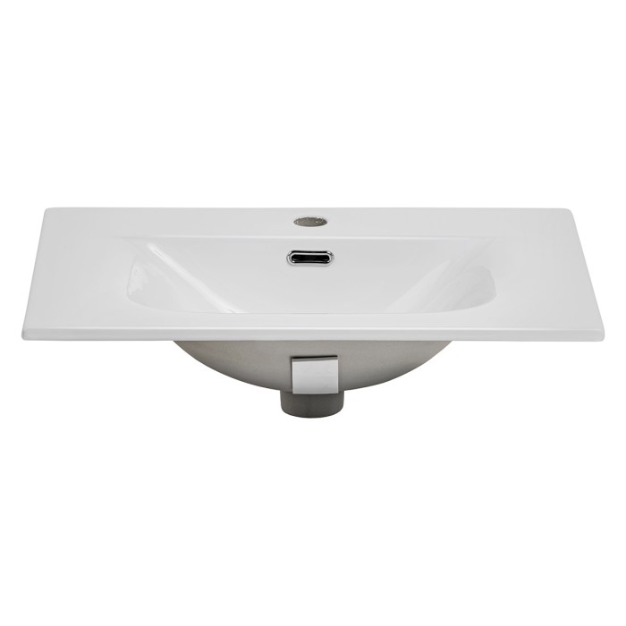 Vasque à encastrer rectangulaire en céramique blanche brillante 80cm