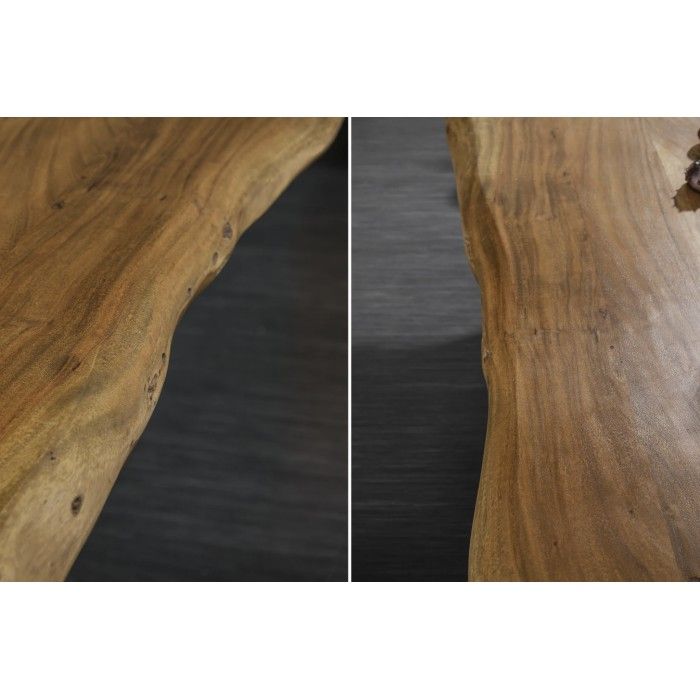 Mesa de comedor ARKAYA 240 cm – Tablero de madera maciza de acacia barnizada y patas de metal negro en X