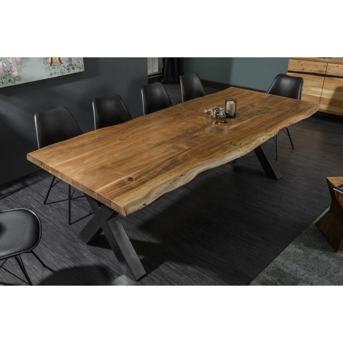Table de salle à manger ORBO 240cm avec pieds en X vue de côté