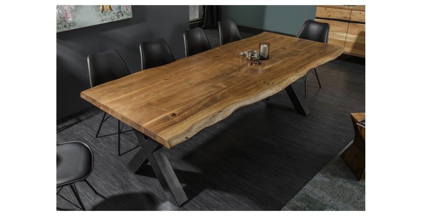 Table de salle à manger ORBO 240cm avec pieds en X vue de côté