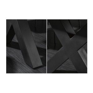 Table de salle à manger ARKAYA 240 cm – Plateau en bois massif d’acacia verni et pieds en métal noir en X