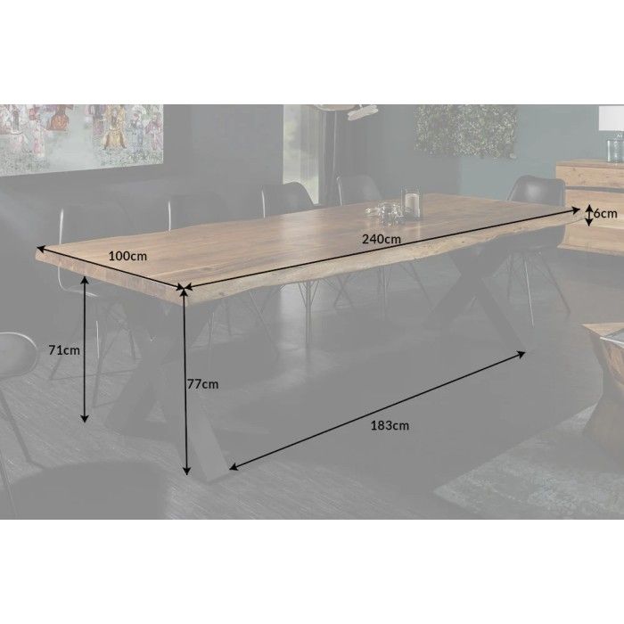 Dimensions de la table de salle à manger ORBO 240cm avec pieds en X