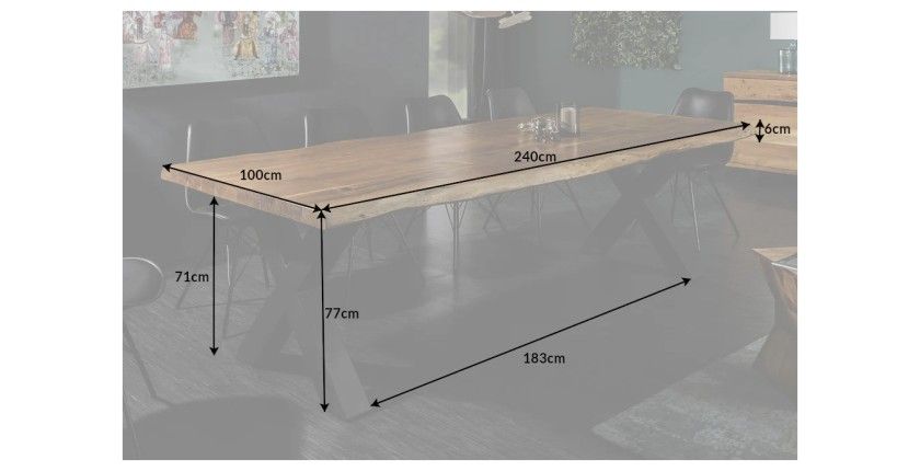 Dimensions de la table de salle à manger ORBO 240cm avec pieds en X