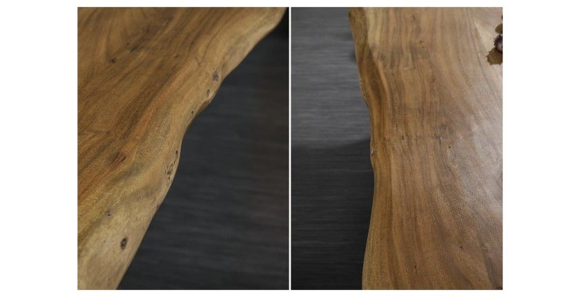 ARKAYA 200 cm – Platte aus lackiertem Massivholz Akazie und Beine aus schwarzem Metall in X-Form