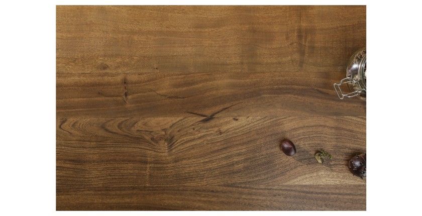 ARKAYA 200 cm – Platte aus lackiertem Massivholz Akazie und Beine aus schwarzem Metall in X-Form