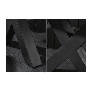 ARKAYA 200 cm – Platte aus lackiertem Massivholz Akazie und Beine aus schwarzem Metall in X-Form