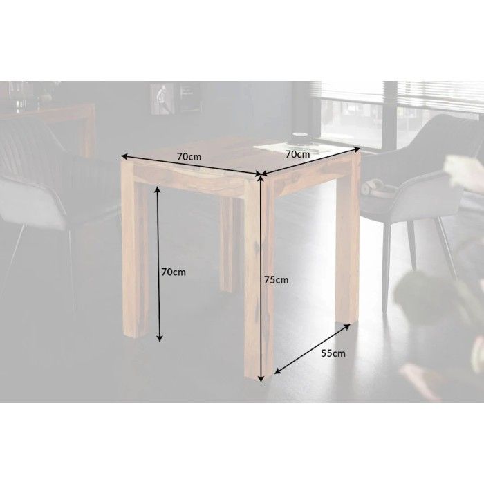 Tavolo da pranzo TAVINA 70 cm – Quadrato in legno massiccio di Sheesham verniciato