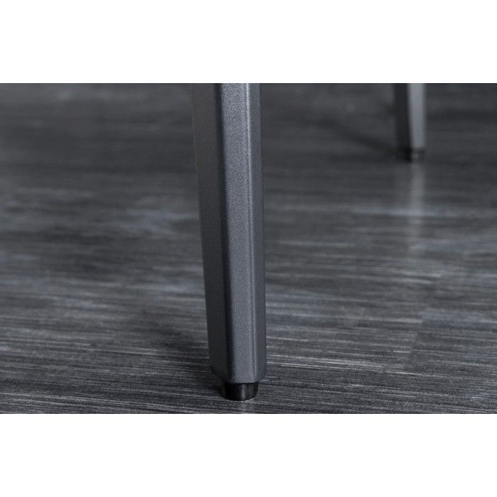 Eettafel HEXA 180 cm - Blad van keramiek met wit marmer effect en structuur van zwart metaal