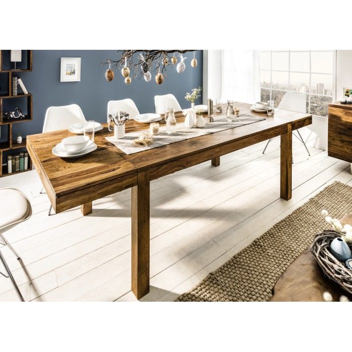 Tavolo da pranzo TAVINA 160–240 cm – Tavolo allungabile in legno massello di Sheesham verniciato