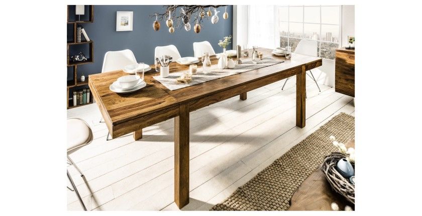 Esszimmertisch TAVINA 160–240 cm – Ausziehbarer Tisch aus lackiertem Sheesham-Massivholz