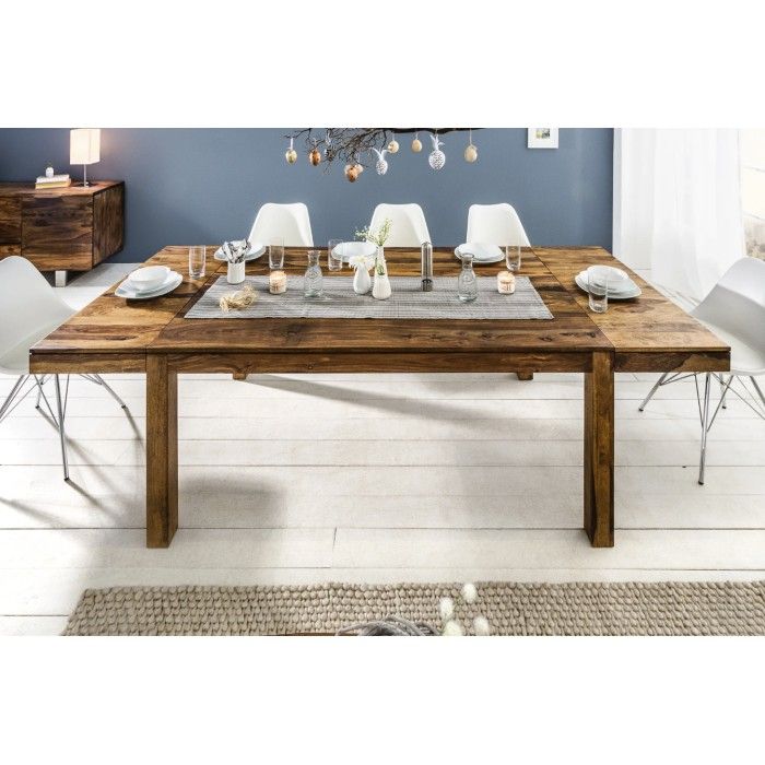 Tavolo da pranzo TAVINA 160–240 cm – Tavolo allungabile in legno massello di Sheesham verniciato
