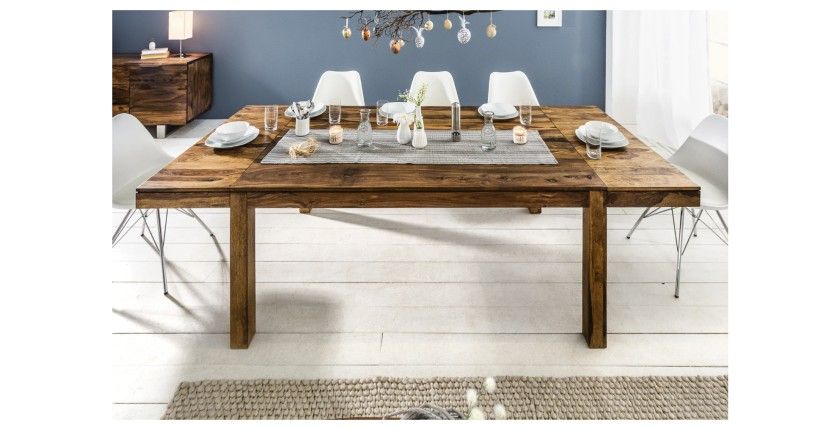 Esszimmertisch TAVINA 160–240 cm – Ausziehbarer Tisch aus lackiertem Sheesham-Massivholz