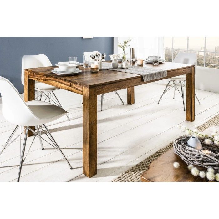 Tavolo da pranzo TAVINA 160–240 cm – Tavolo allungabile in legno massello di Sheesham verniciato