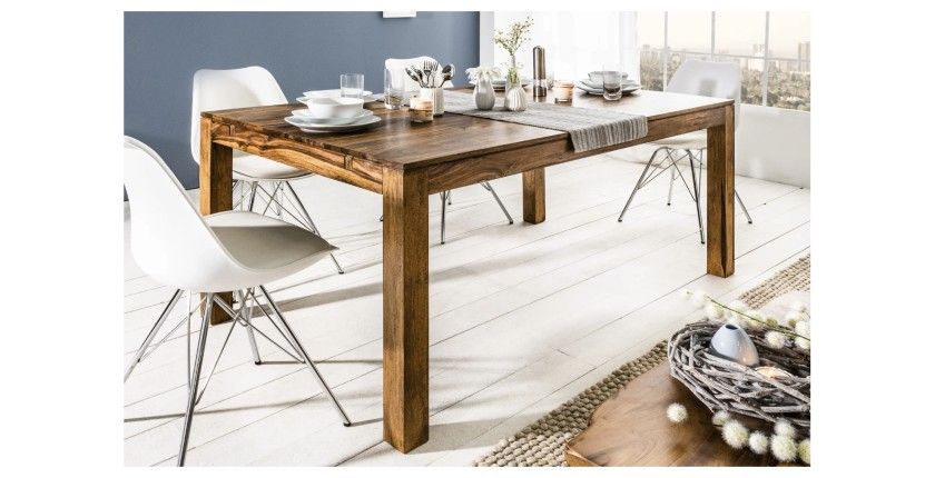 Esszimmertisch TAVINA 160–240 cm – Ausziehbarer Tisch aus lackiertem Sheesham-Massivholz