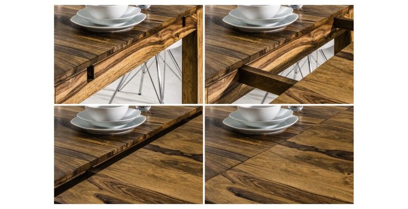 Esszimmertisch TAVINA 160–240 cm – Ausziehbarer Tisch aus lackiertem Sheesham-Massivholz