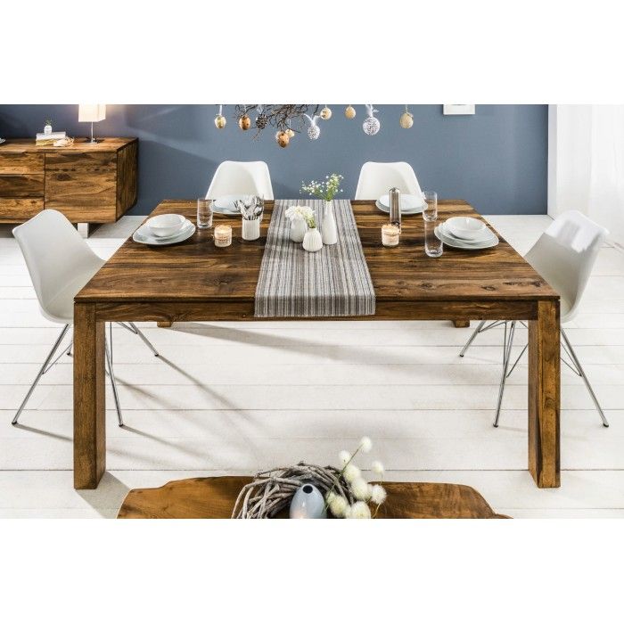 Tavolo da pranzo TAVINA 160–240 cm – Tavolo allungabile in legno massello di Sheesham verniciato