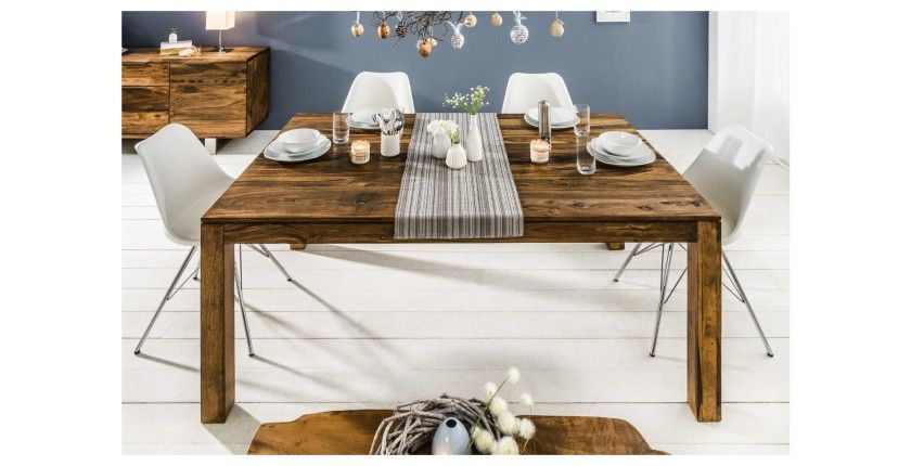 Esszimmertisch TAVINA 160–240 cm – Ausziehbarer Tisch aus lackiertem Sheesham-Massivholz