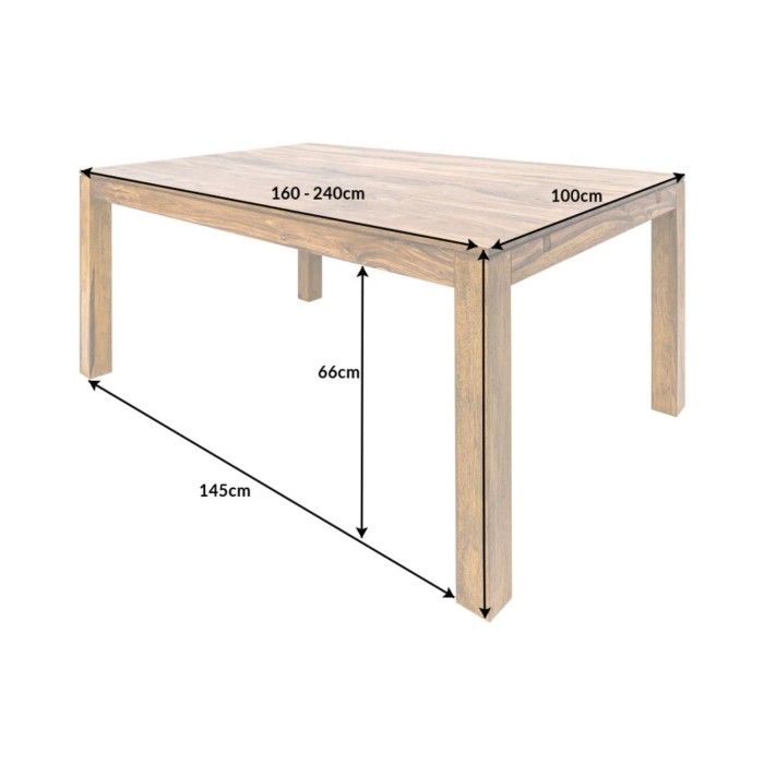 Tavolo da pranzo TAVINA 160–240 cm – Tavolo allungabile in legno massello di Sheesham verniciato