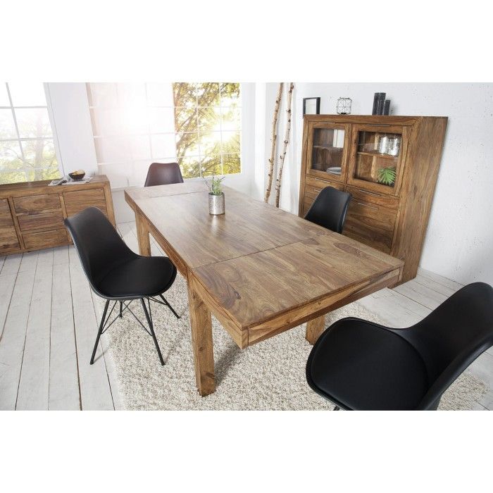 Tavolo da pranzo TAVINA 120–200 cm – Tavolo allungabile in legno massello di Sheesham verniciato