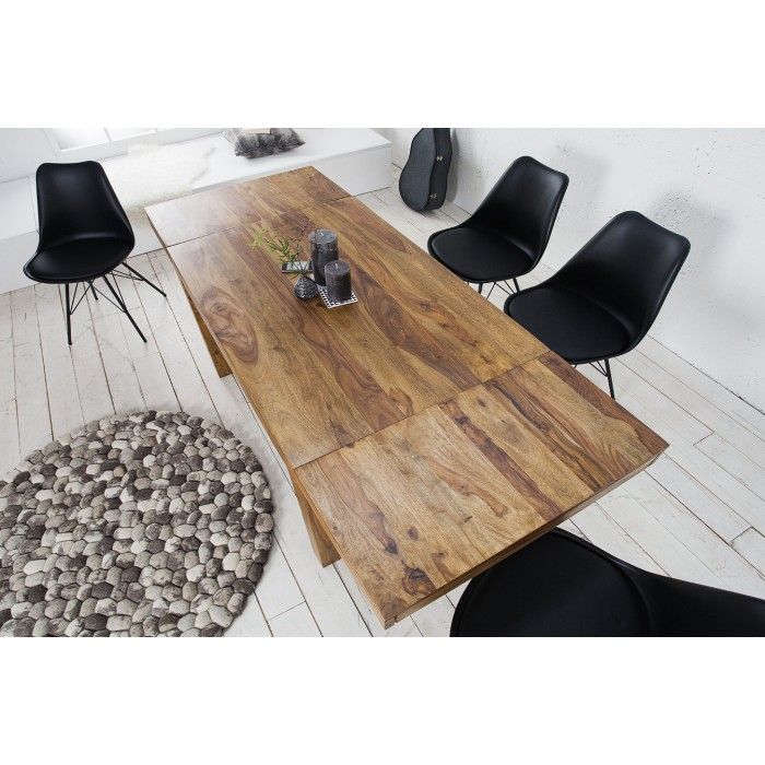 Tavolo da pranzo TAVINA 120–200 cm – Tavolo allungabile in legno massello di Sheesham verniciato