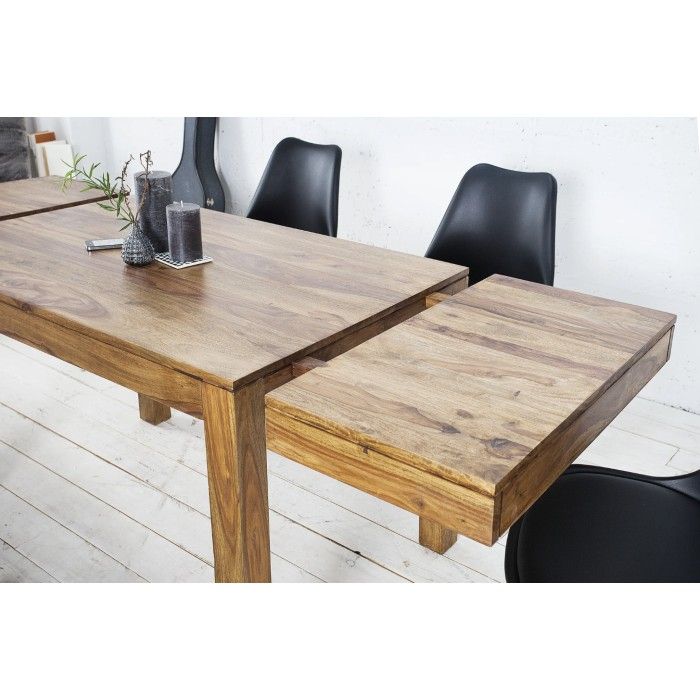 Tavolo da pranzo TAVINA 120–200 cm – Tavolo allungabile in legno massello di Sheesham verniciato